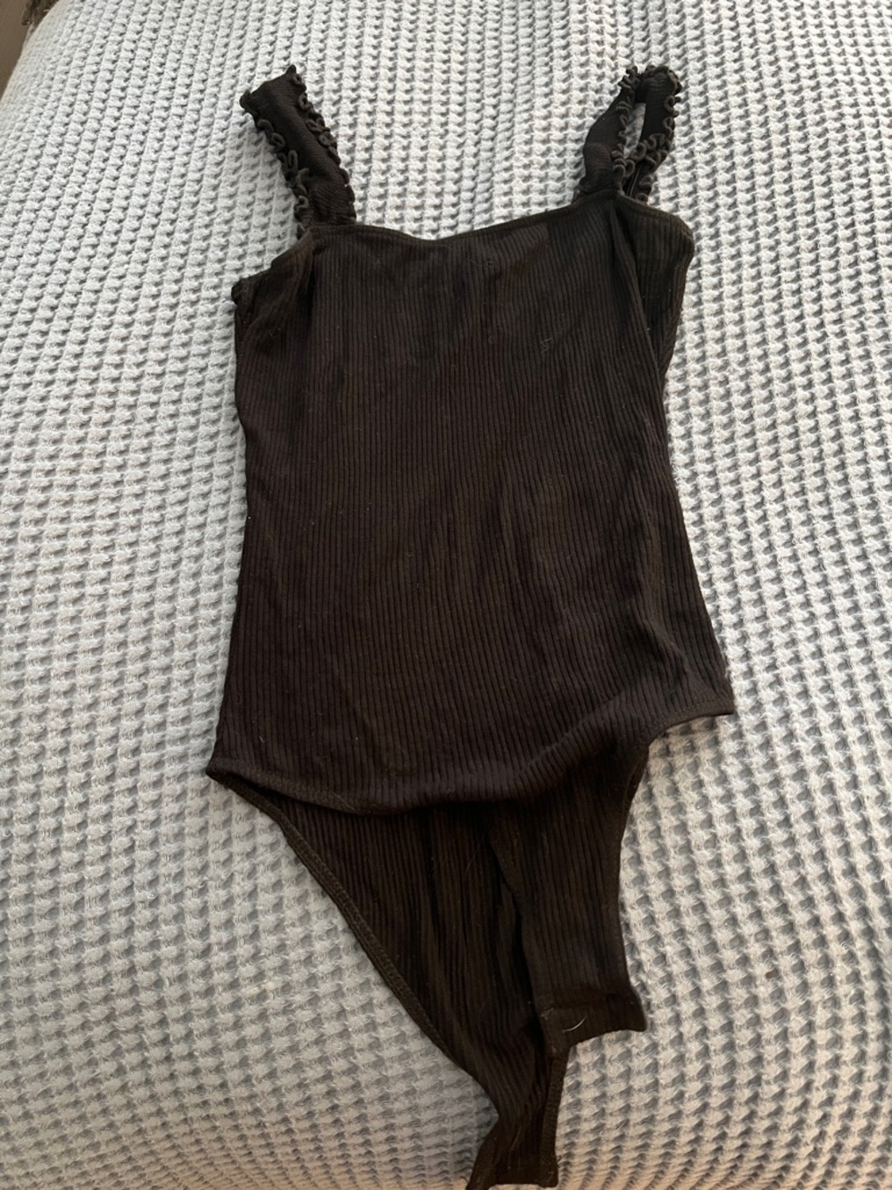 Aqua Black Ribbed Square Neck Bodysuit